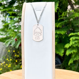 Cute troll on soldier tag on thick chain 50cm Stainless Steel