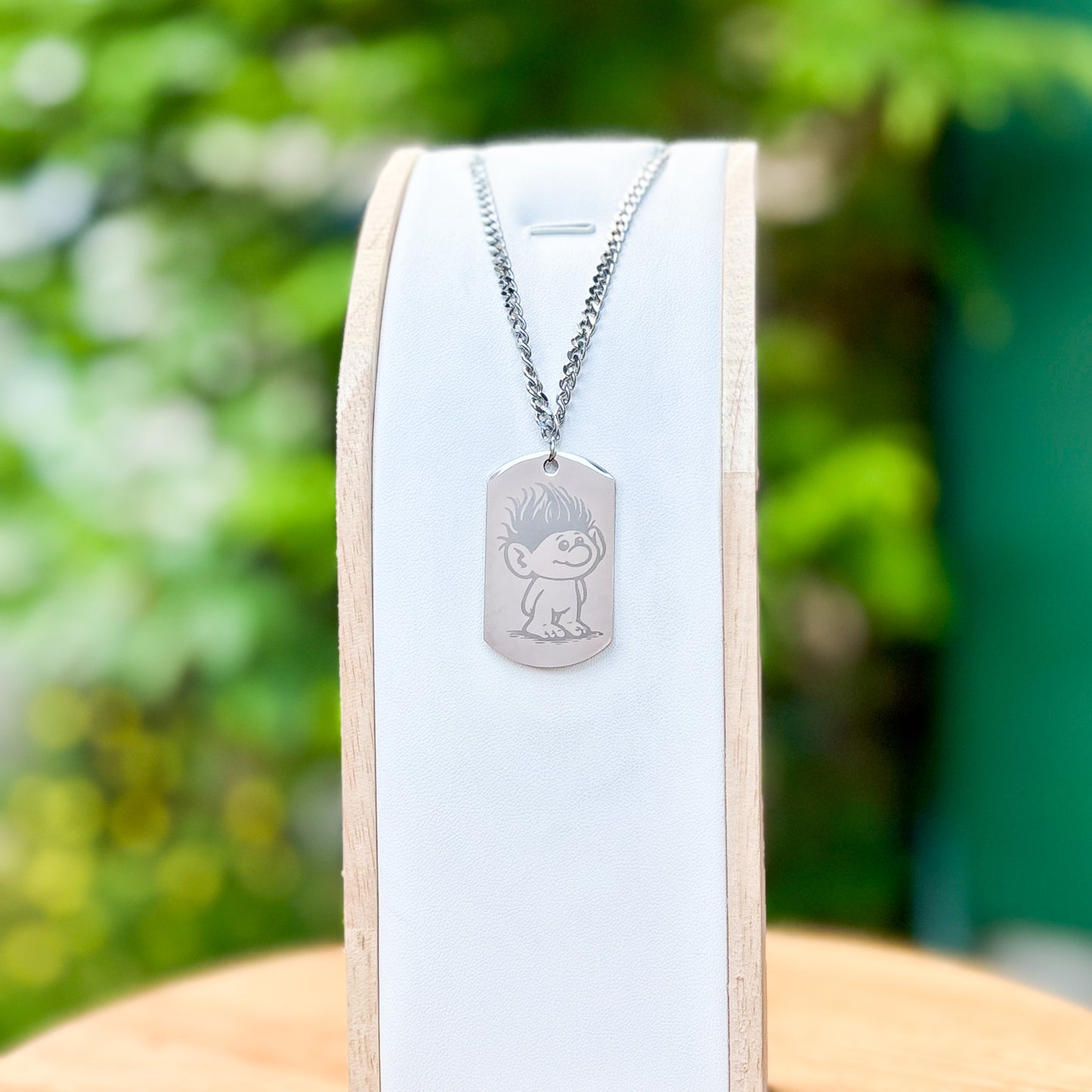 Babytroll on soldier tag on thick chain 50cm Stainless Steel