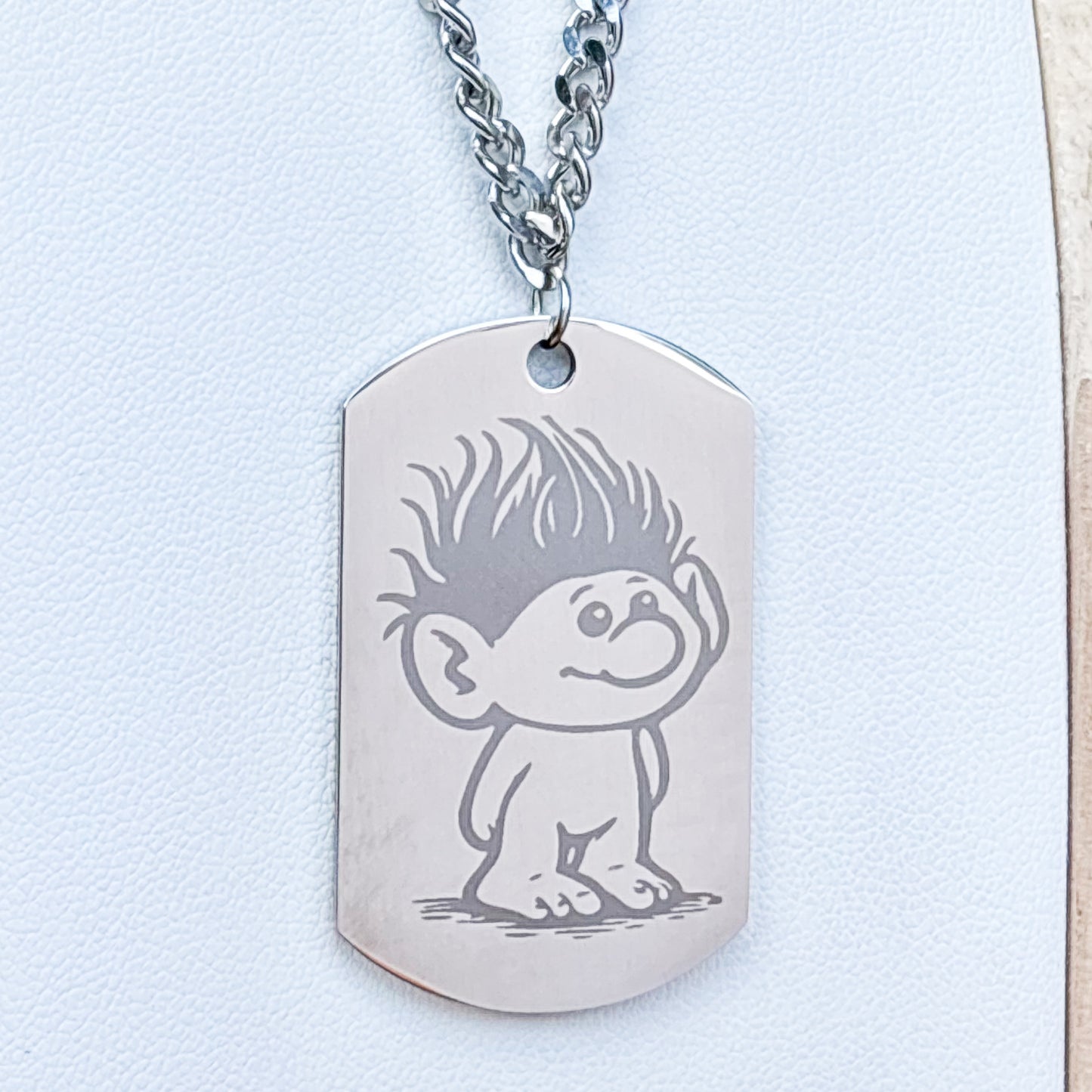 Babytroll on soldier tag on thick chain 50cm Stainless Steel