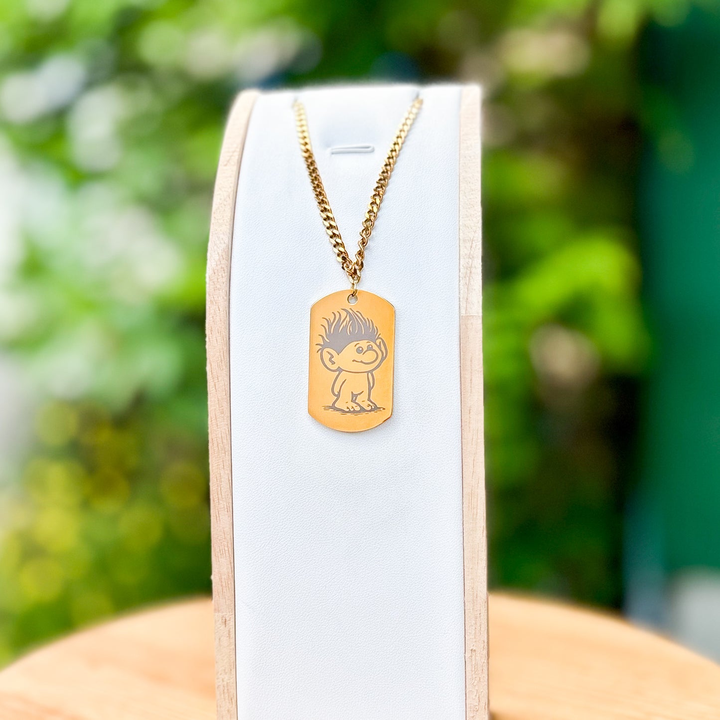 Babytroll on soldier tag on thick chain 50cm Stainless Steel