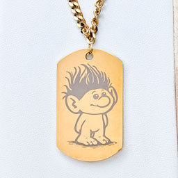 Babytroll on soldier tag on thick chain 50cm Stainless Steel