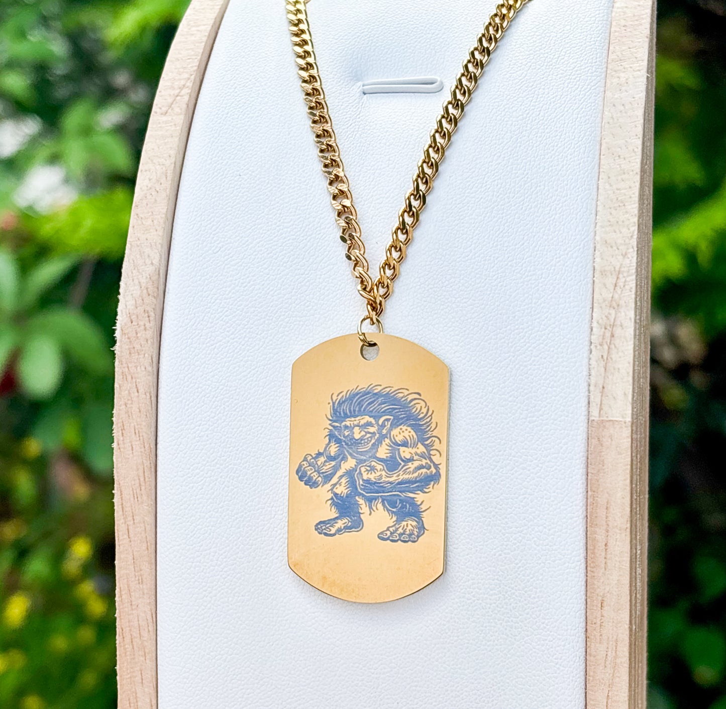 Ready for fight troll on soldier tag on thick chain 50cm Stainless Steel