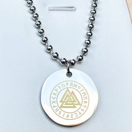 Valknut - slain warrior necklace large - Stainless steel