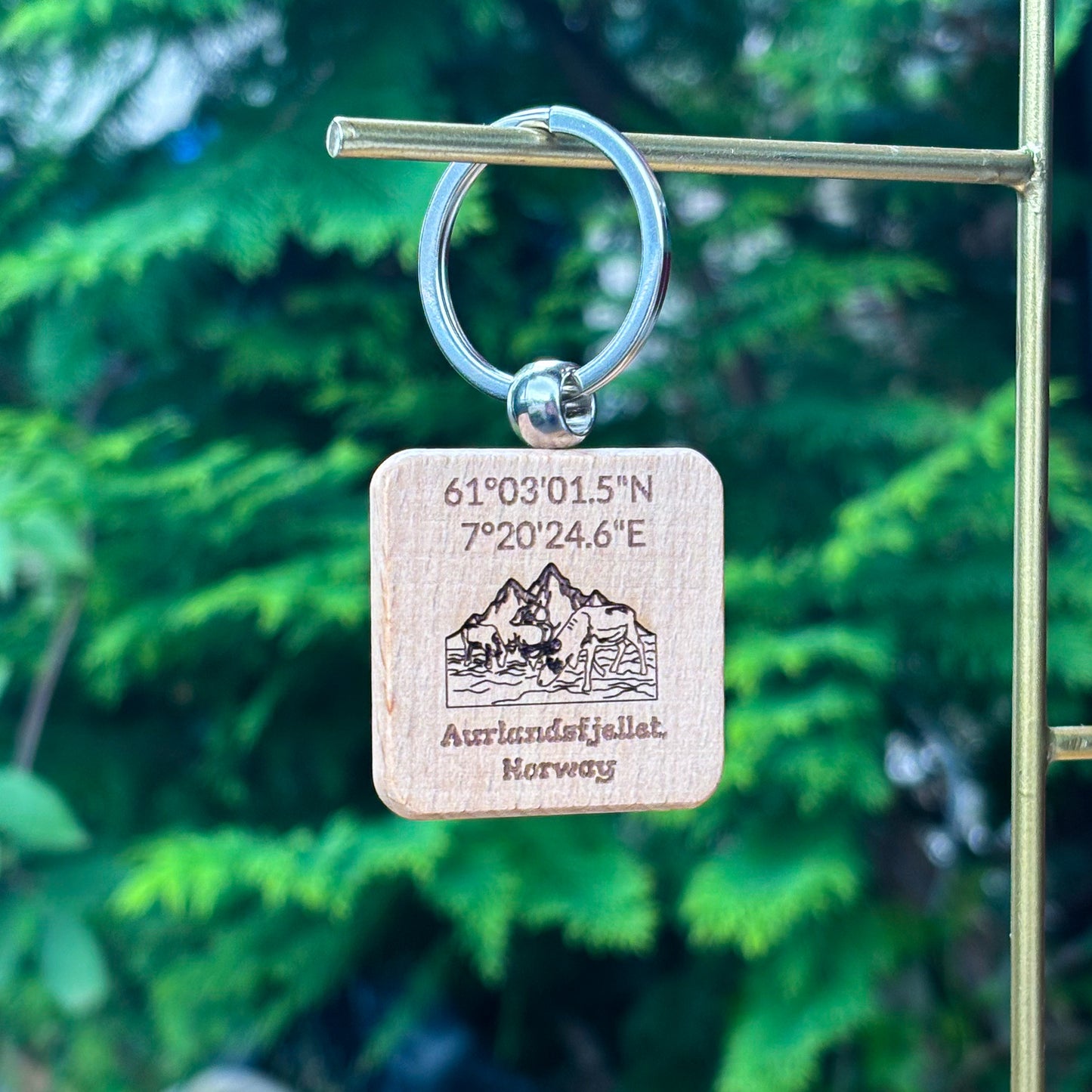 Aurlandsfjellet wooden keychain 38x38mm