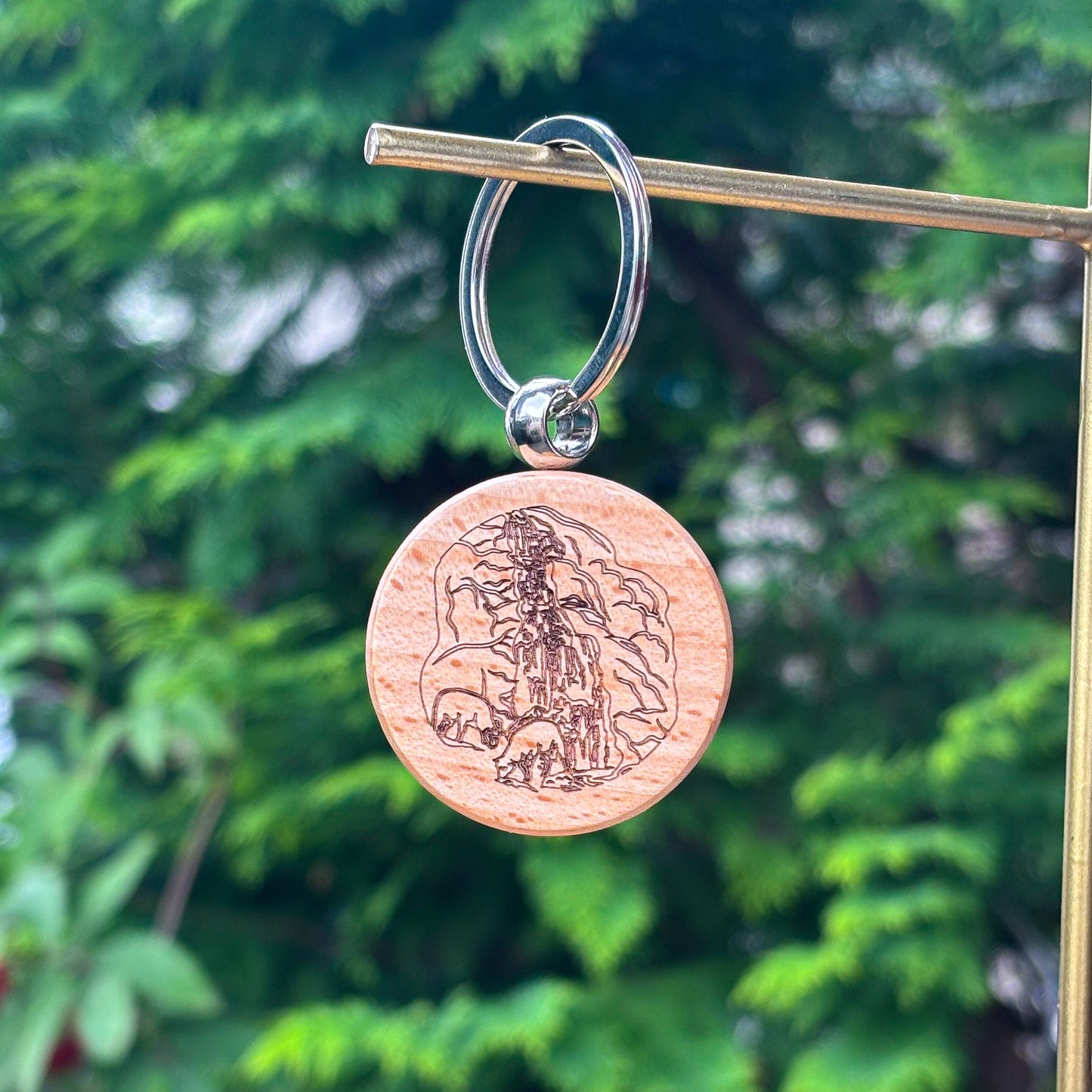 Brekkefossen wooden keychain 35x35mm