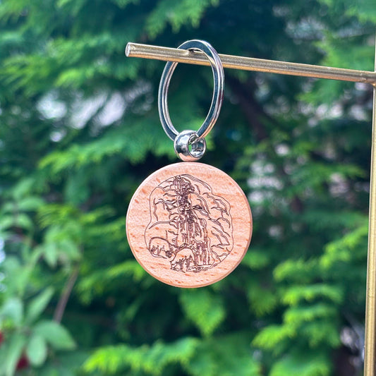 Brekkefossen wooden keychain 35x35mm