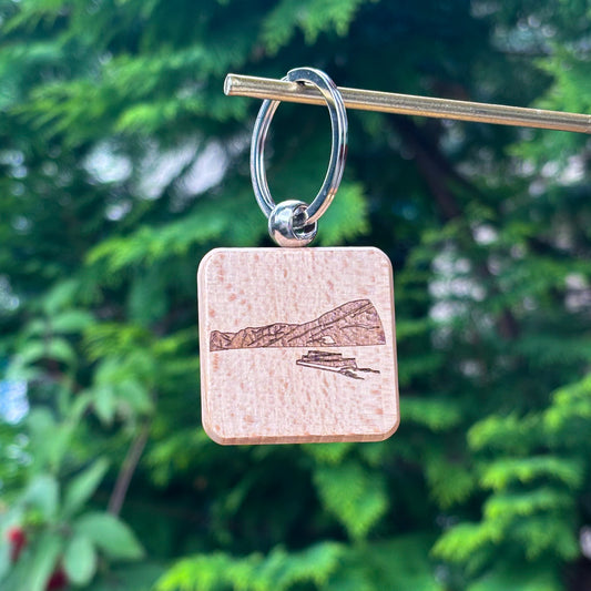 Vision of the fjords wooden keychain 38x38mm