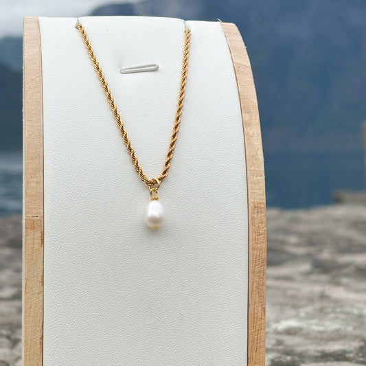 Zoetwaterparel munt ketting