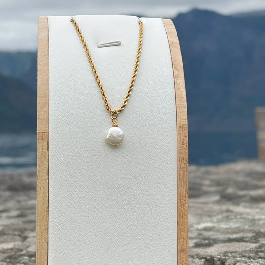 Zoetwaterparel munt ketting