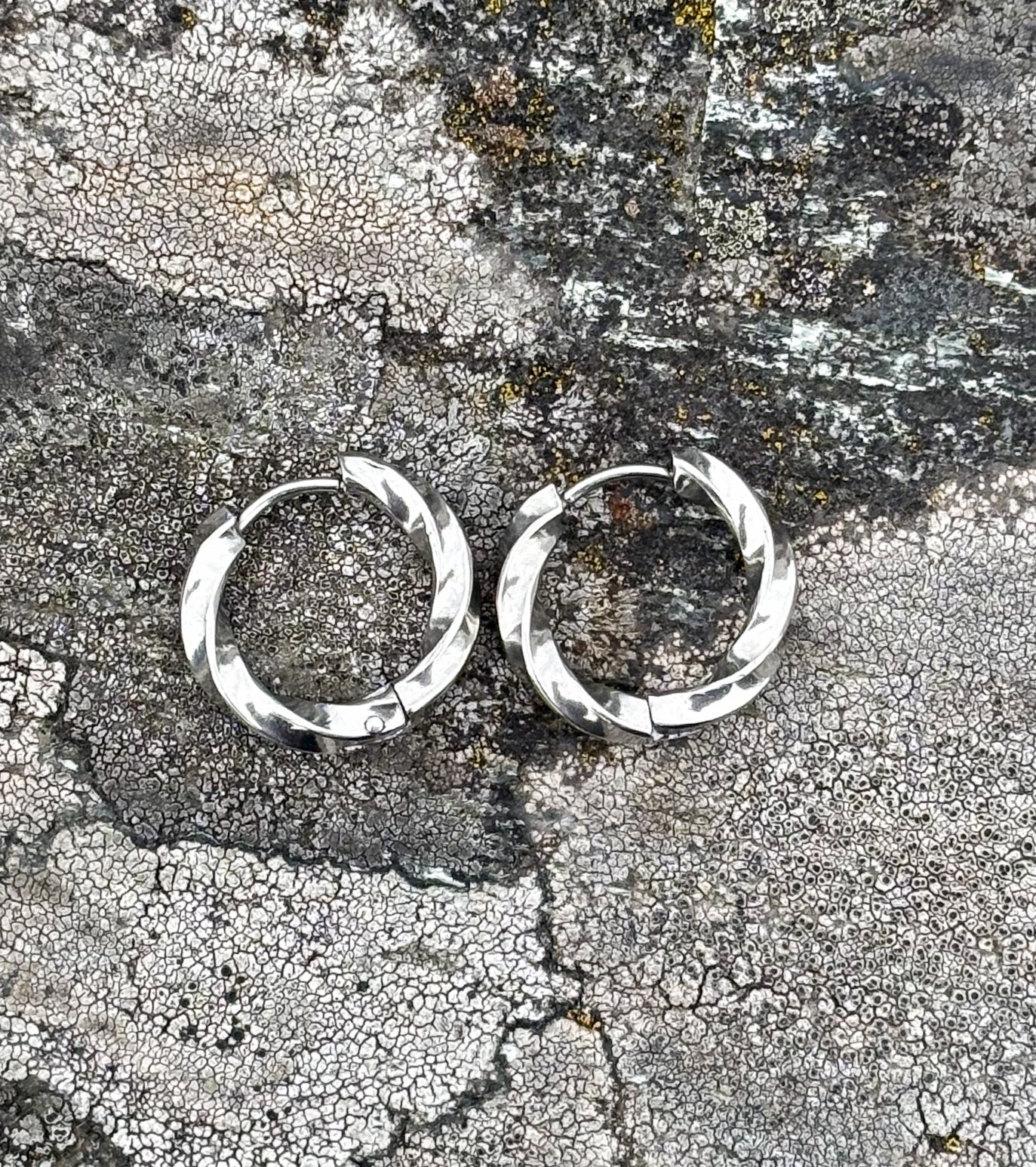 Textured Twisted Huggie Hoop Earrings-316L surgical-grade stainless steel