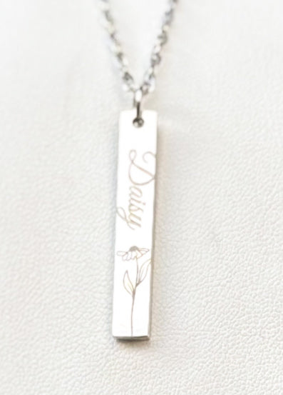 Daisy vertical bar necklace - Stainless Steel