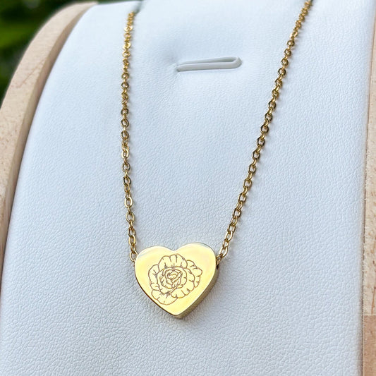 Rose heart necklace - Stainless Steel