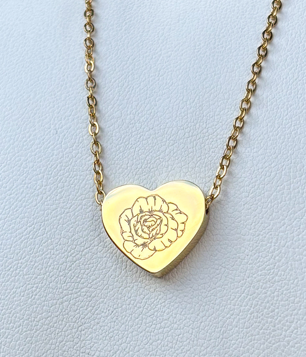 Rose heart necklace - Stainless Steel