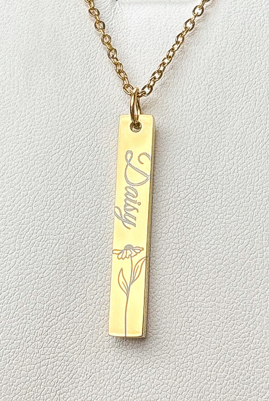 Daisy vertical bar necklace - Stainless Steel