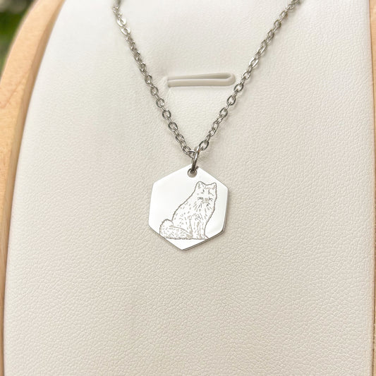 Arctic fox necklace - stainless steel