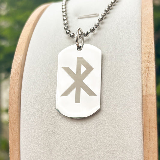Single rune - love soldier tag necklace - Stainless steel