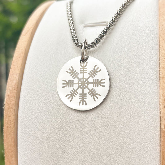 ÆGISHJÁLMR-The Helm of Awe necklace large - Stainless steel