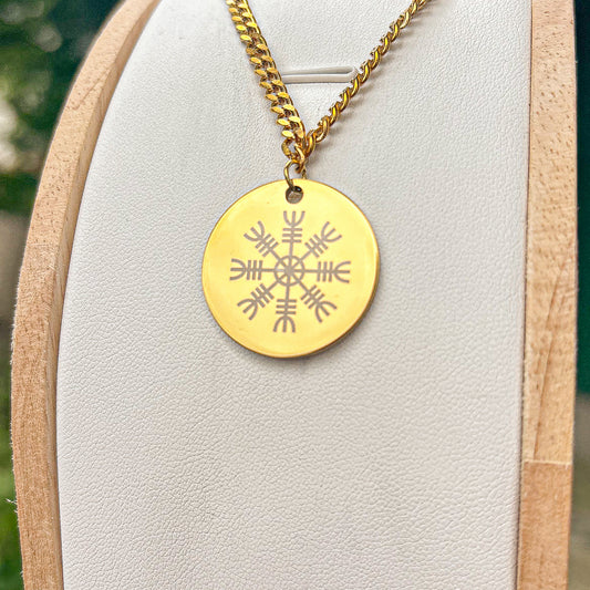 ÆGISHJÁLMR-The Helm of Awe necklace large - Stainless steel