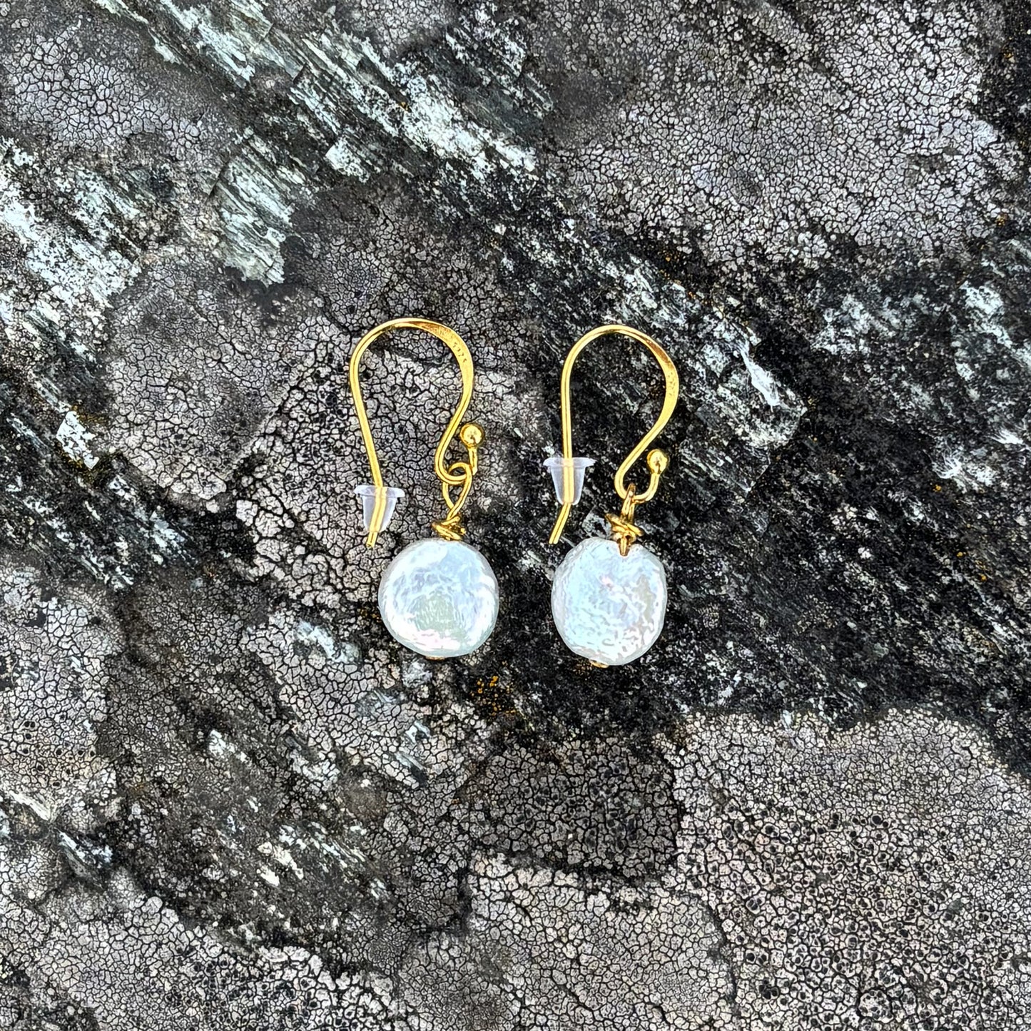 Fresh water pearl mint earrings 925 Silver Gold filled