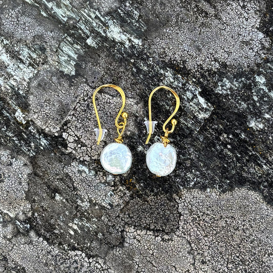 Fresh water pearl mint earrings 925 Silver Gold filled