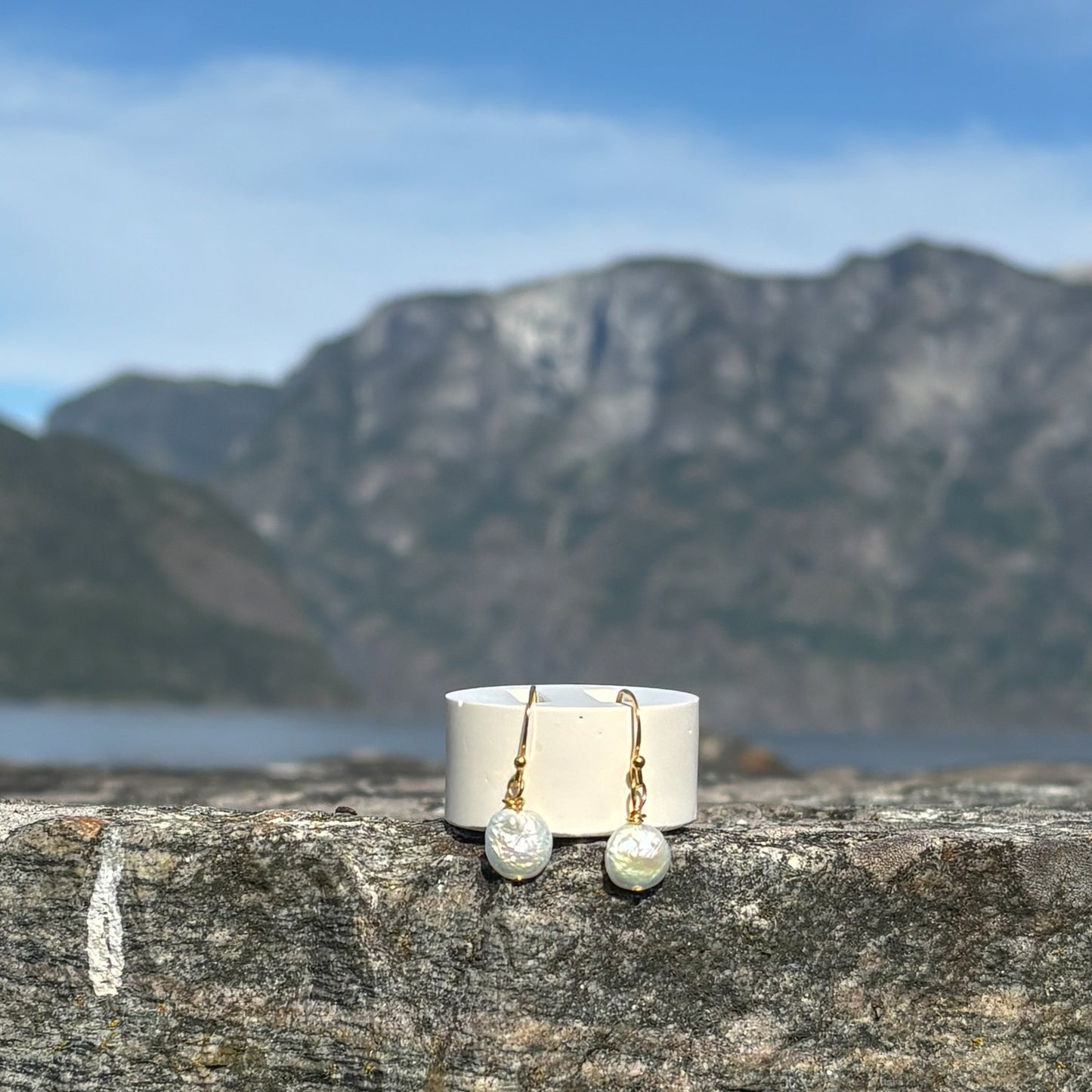 Fresh water pearl mint earrings 925 Silver Gold filled