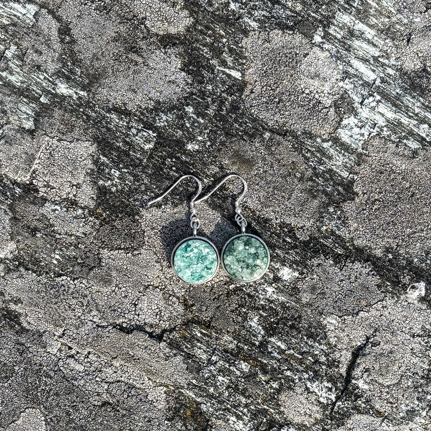 Agate druzy green 16mm earrings