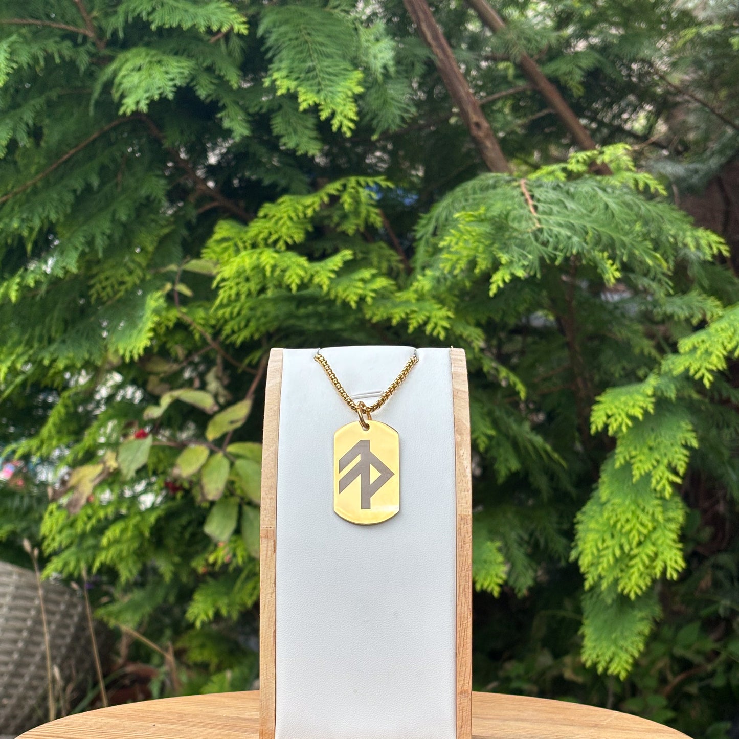 Single rune - Grace soldier tag necklace - Stainless steel