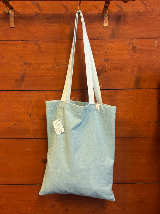 Blue linen tote hand bag