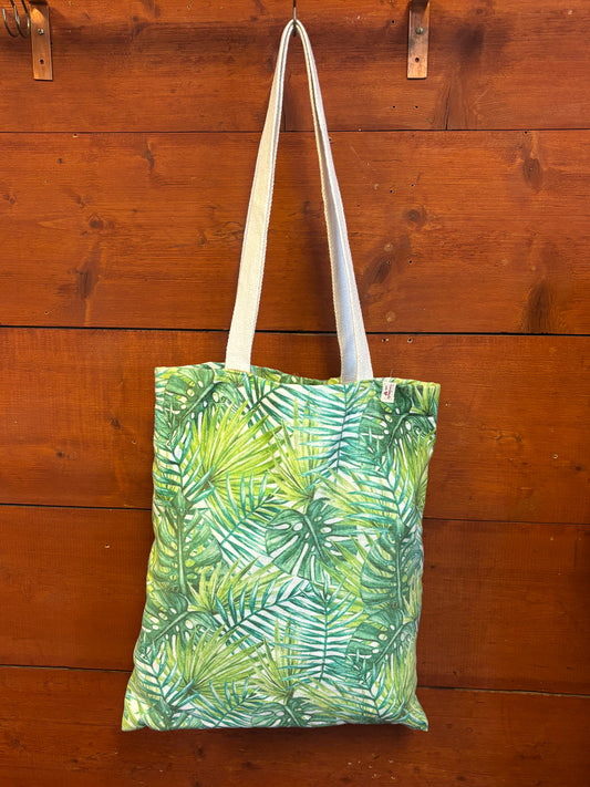 Monsteras and palm leafs tote hand bag
