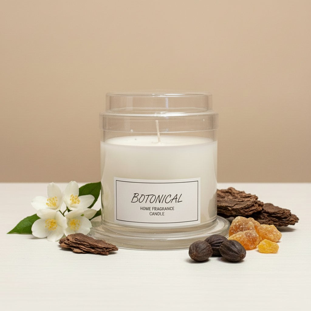 Botanical candle in glass