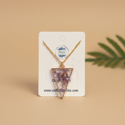Flower filled necklace on gold/rose plated chain assorted RESIN SALE