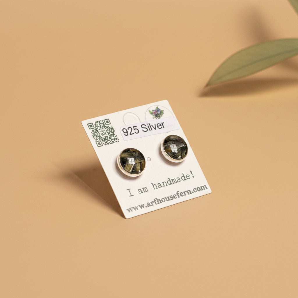 Flower filled studs 925 silver bezels 10mm RESIN SALE