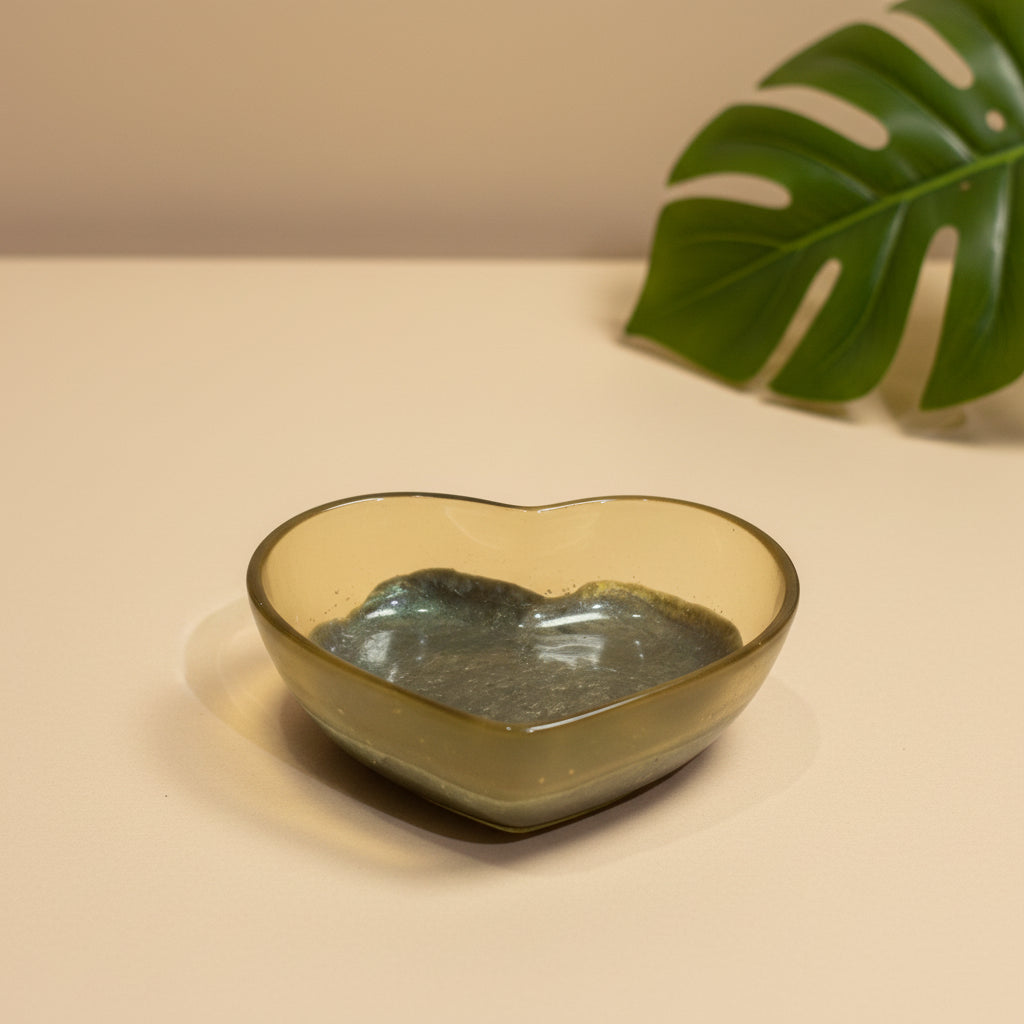 Petrolleum blue and transparent heart trinket RESIN SALE