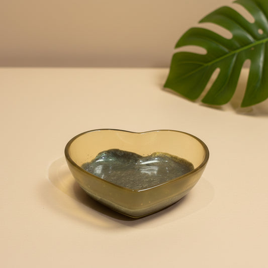Petrolleum blue and transparent heart trinket RESIN SALE