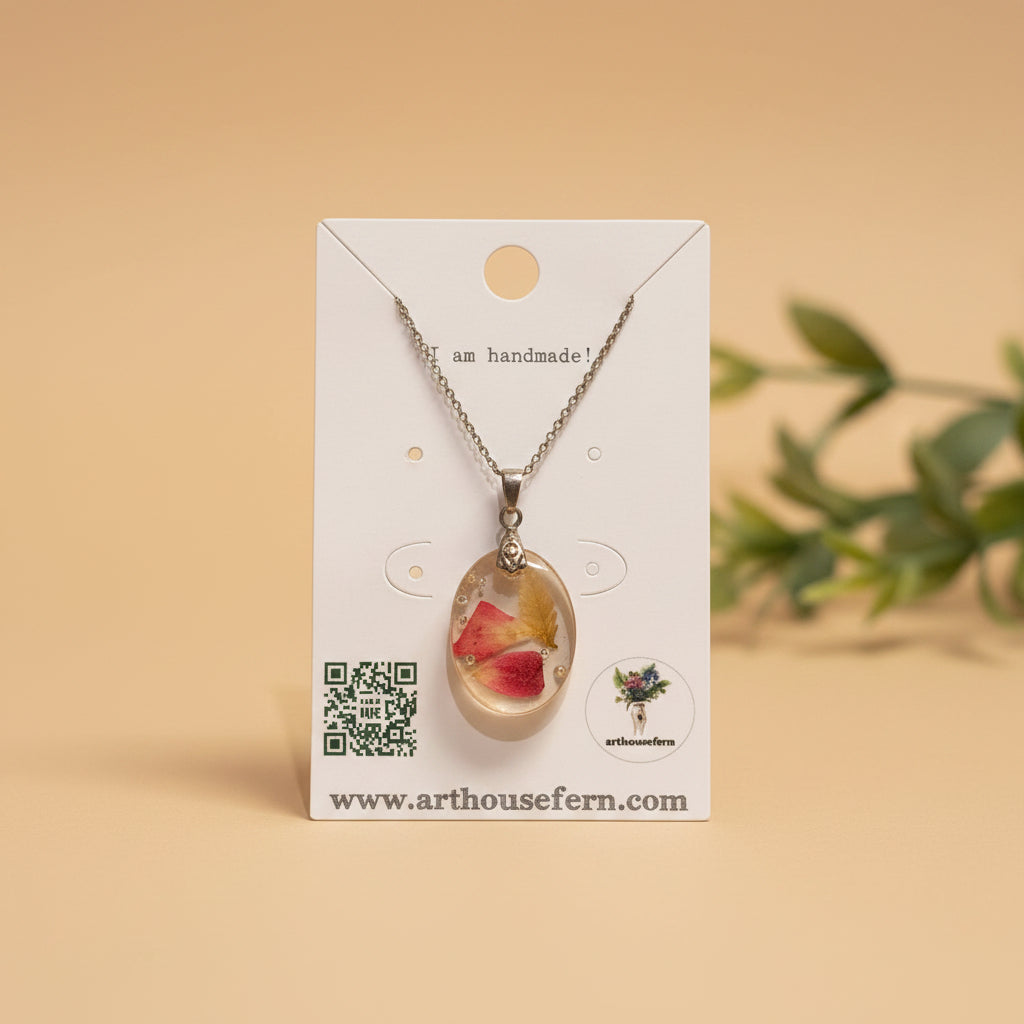 Flower filled necklace on 925 silver chain assorted RESIN SALE