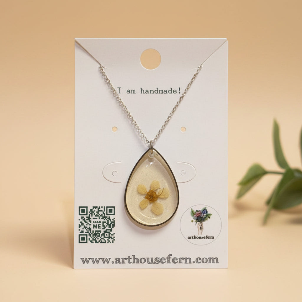 Flower filled necklace on 925 silver chain assorted RESIN SALE