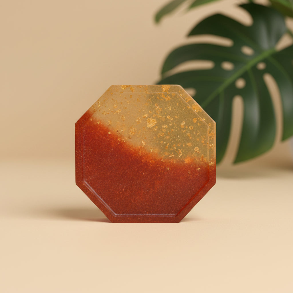 Hexagon Red and Gold coaster RESIN SALE