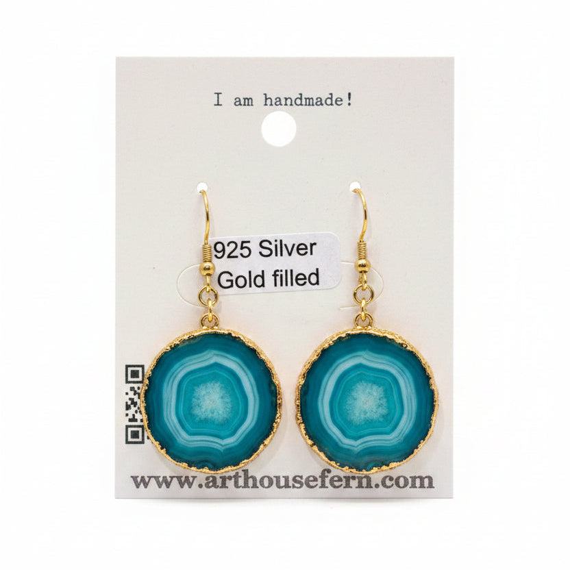 Solar quartz stone earrings 925 silver gold filled