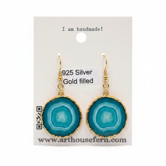Solar quartz stone earrings 925 silver gold filled