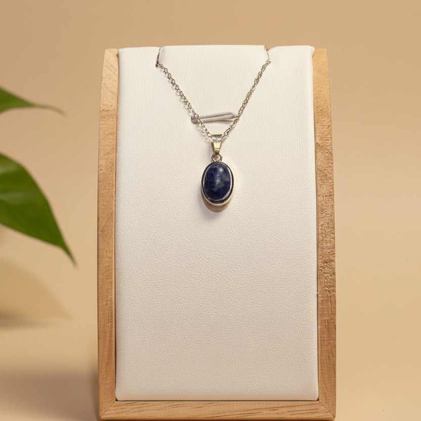 Stone 14x10mm 925 silver bezel on 925 silver chain assorted