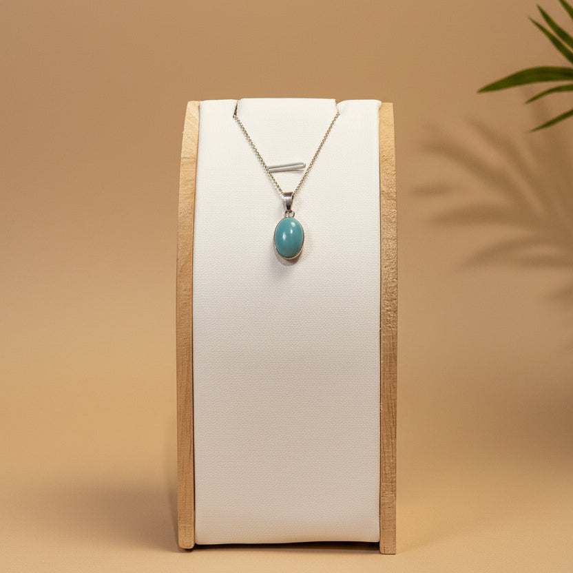 Stone 14x10mm 925 silver bezel on 925 silver chain assorted