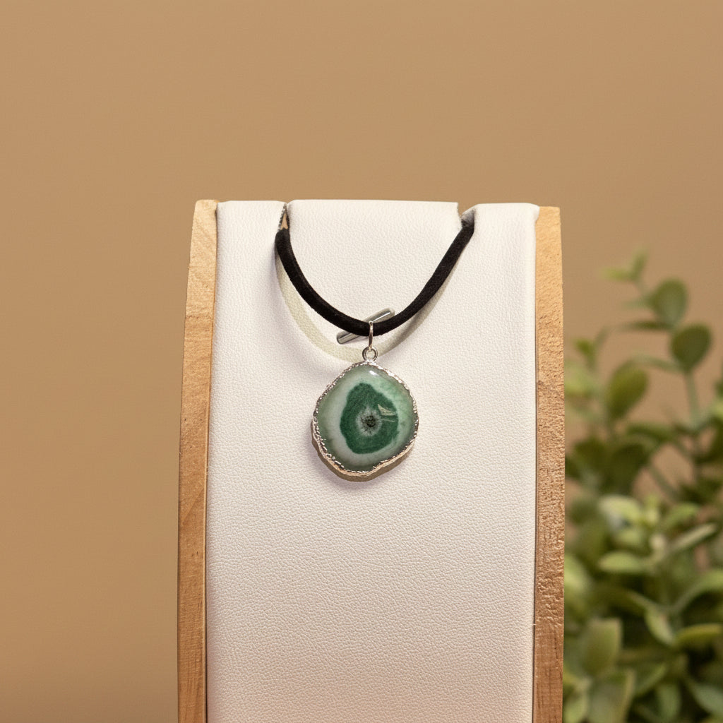 Solar Quartz stone slab necklace on textile cord assorted