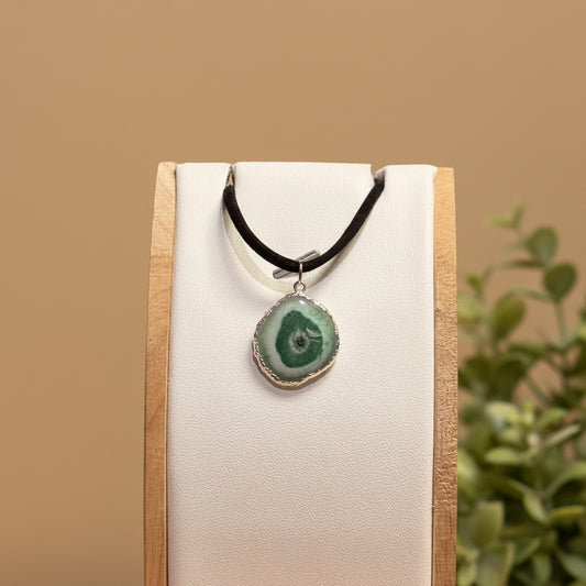 Solar Quartz stone slab necklace on textile cord assorted