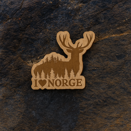 I love Norge Deer with trees 50x45mm magnet