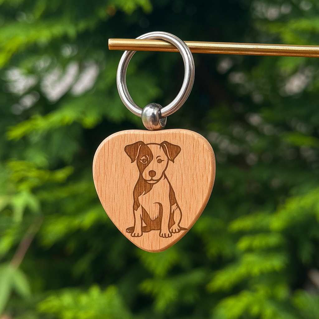 Custom dog breed wooden keychain 38x38mm