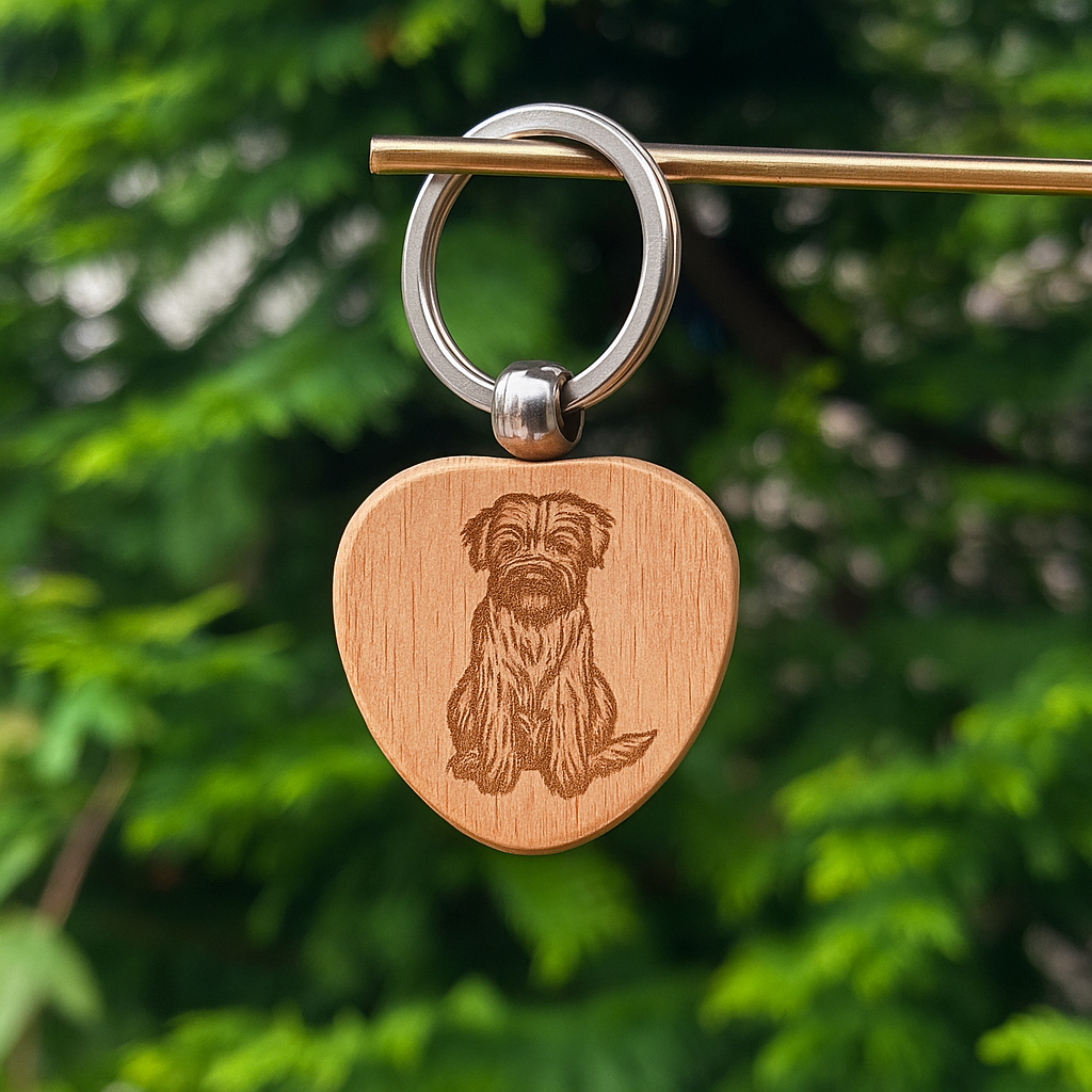 Custom dog breed wooden keychain 38x38mm