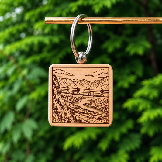Rentierkopf auf quadratischem 38x38mm Holzschlüsselanhänger