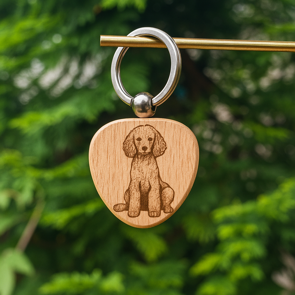 Custom dog breed wooden keychain 38x38mm