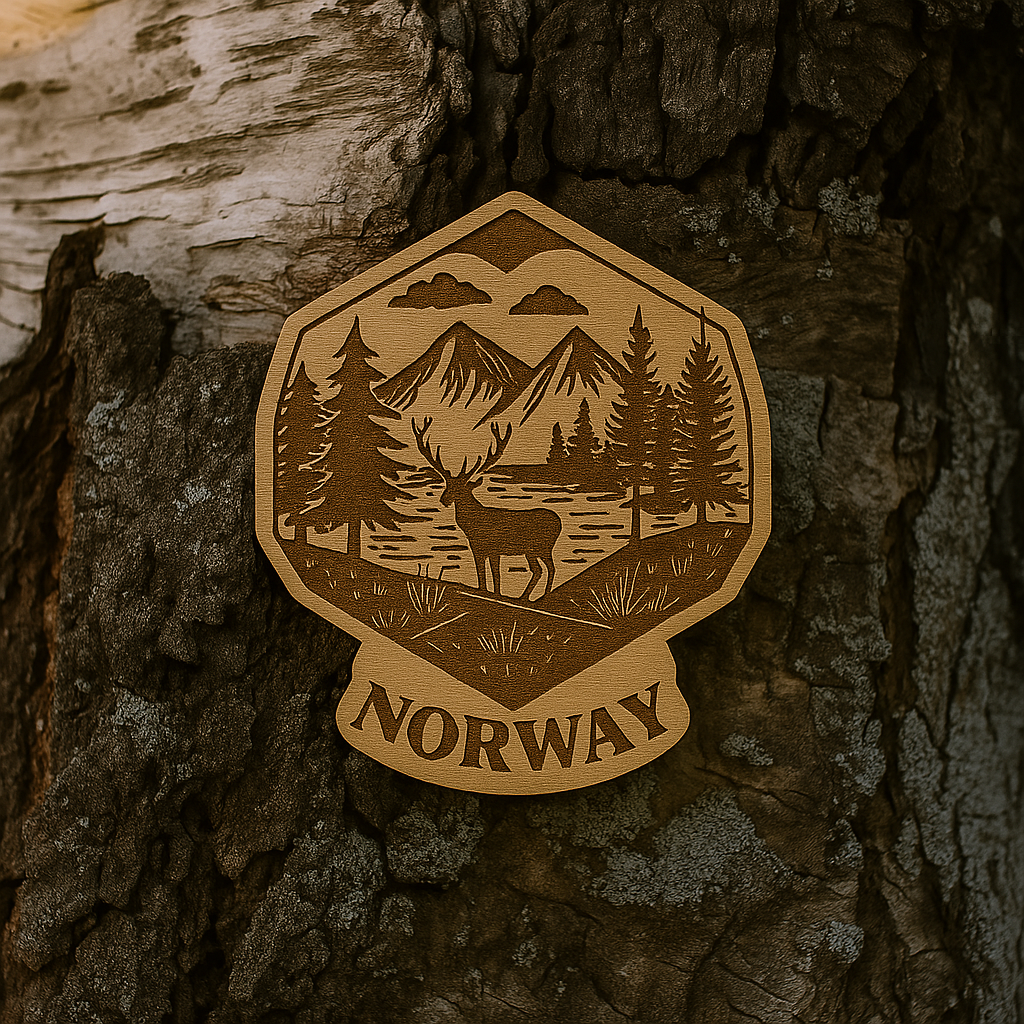 Norway at night with Deer 50x53mm magnet