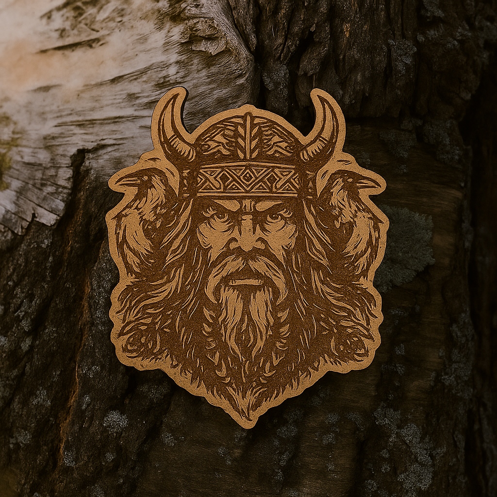 Odin with two ravens 30x23mm pin